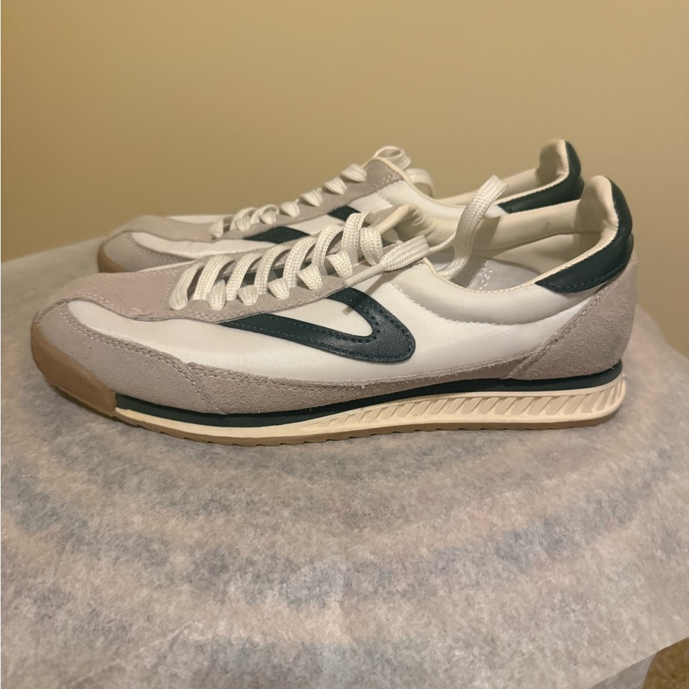 Tretorn Women's Sneakers in White, Light Gray & Dark Green